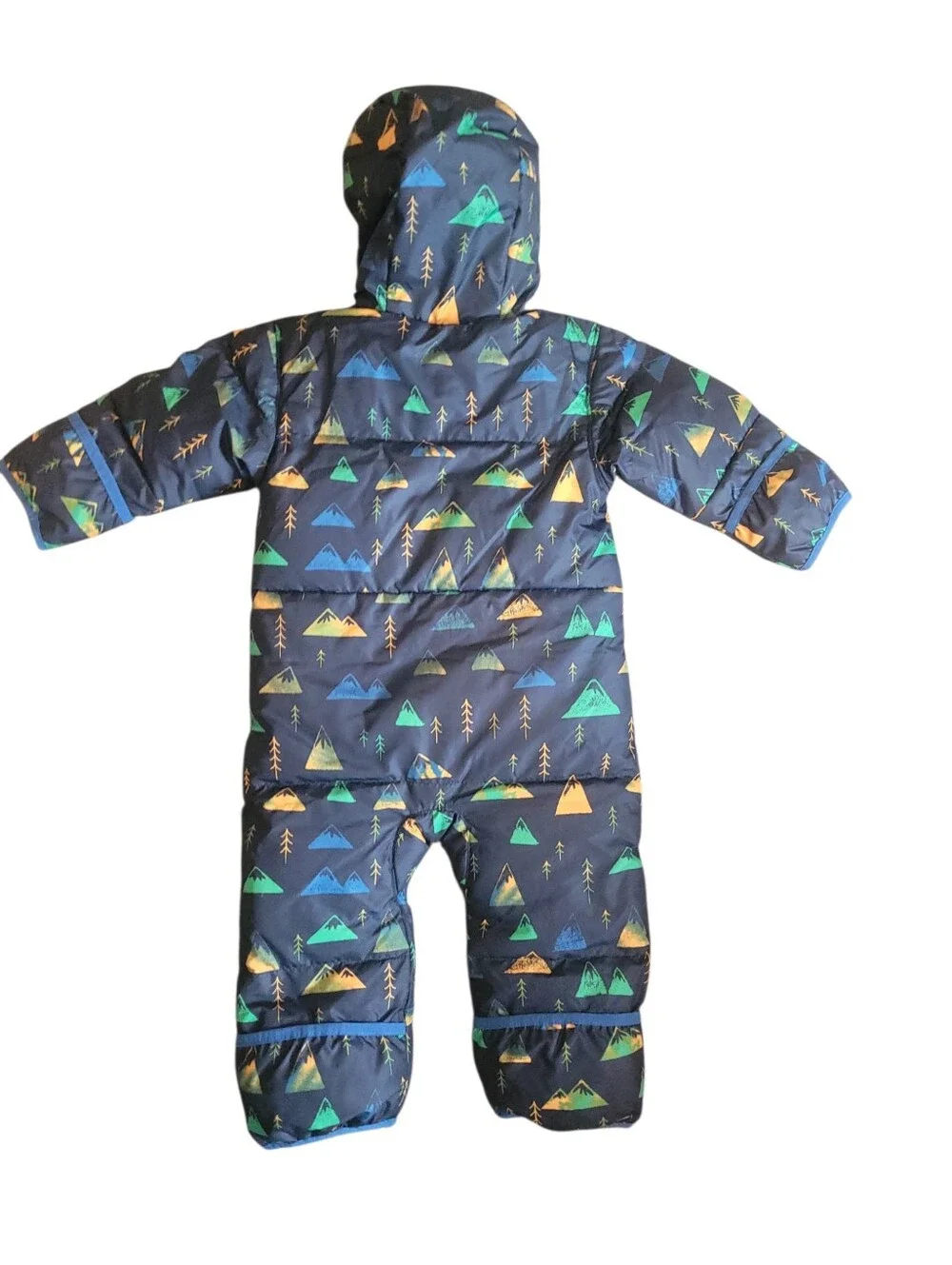 Columbia Baby 12-18M Snowsuit Bunting Puffer Fleece Lined Hooded Mountain Print
